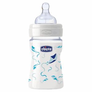 Well-Being Glass 150ml Bottle Silicone (Blue)