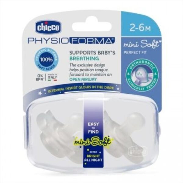 Mini Soft Silicone Soother 2-6m (Glowing 2pcs)