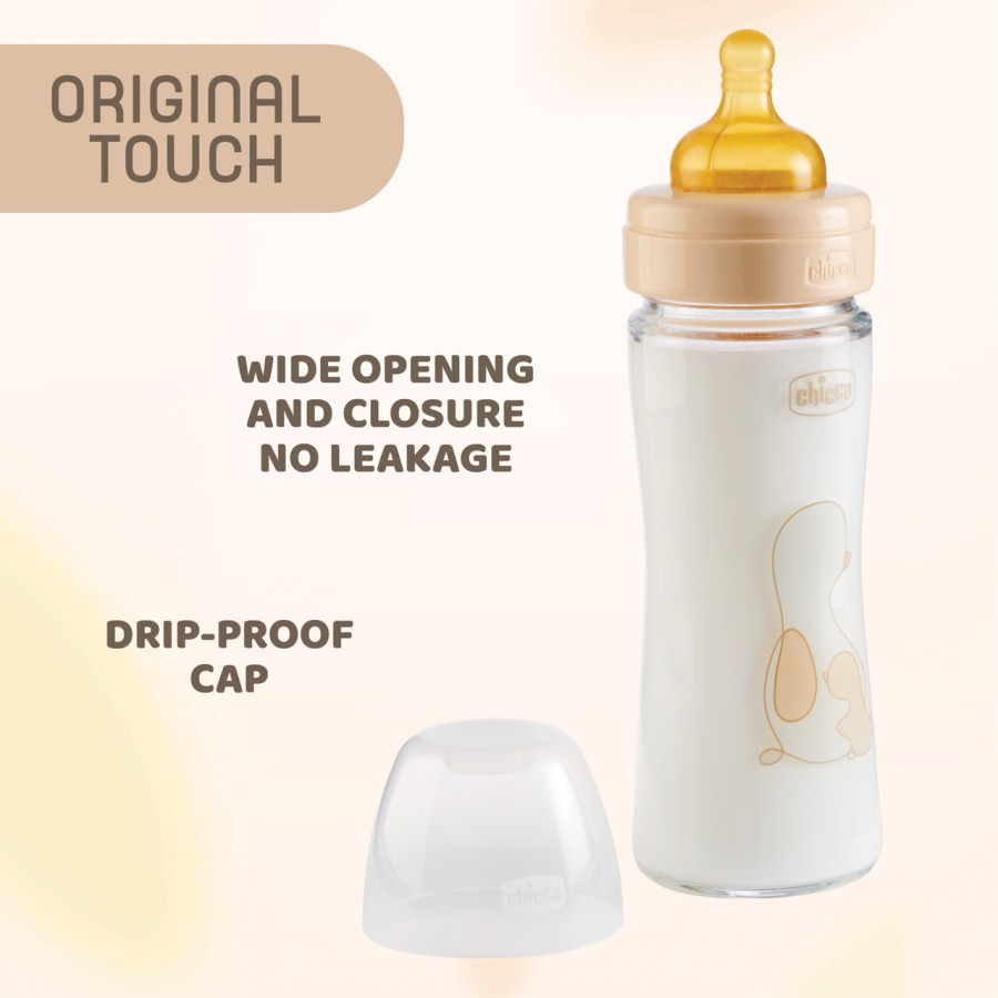 Original Touch Glass Bottle Latex 240ml 2m+ (Neutral)