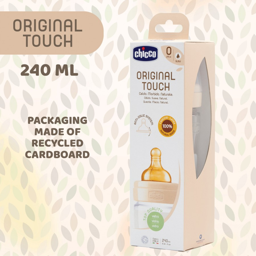 Original Touch Glass Bottle Latex 240ml 2m+ (Neutral)