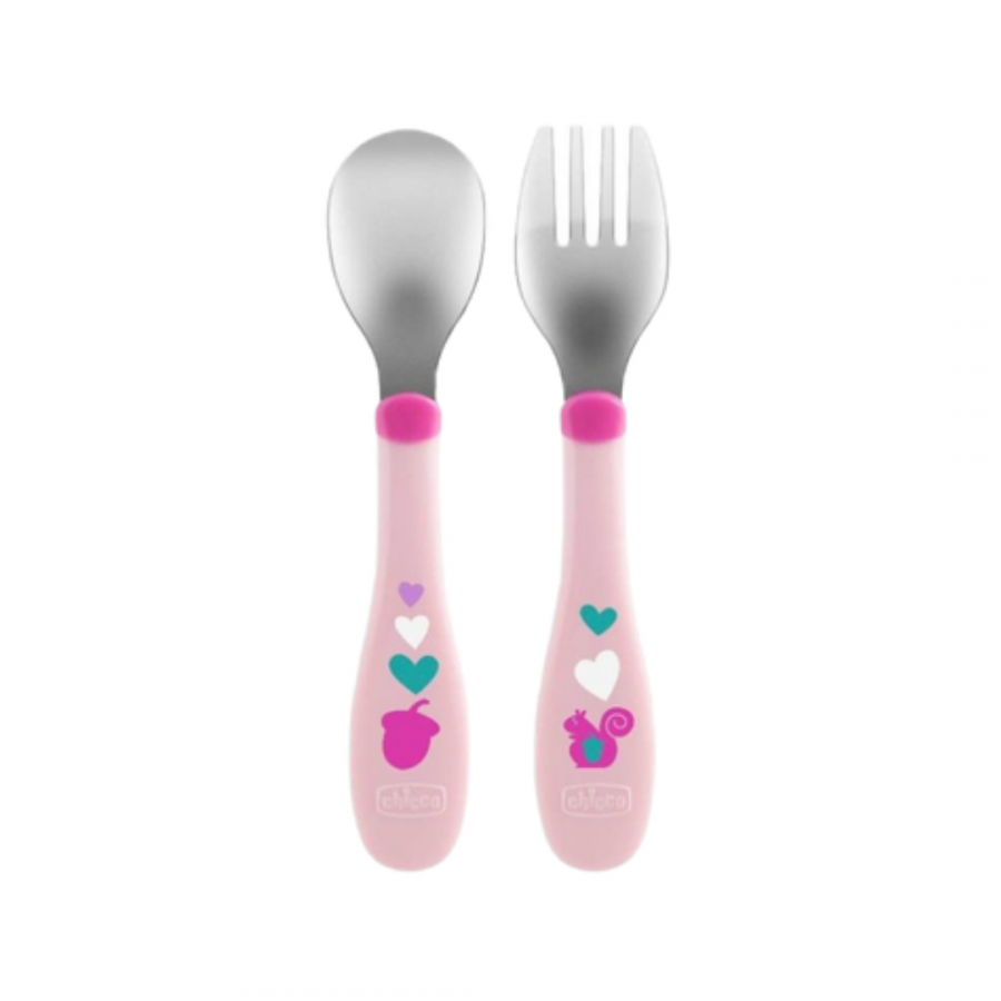 Metal Cutlery 18m+ (Pink/Neutral)